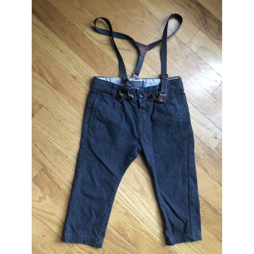Zara Baby Boy 12/18M Grey Suspender Dress Pants